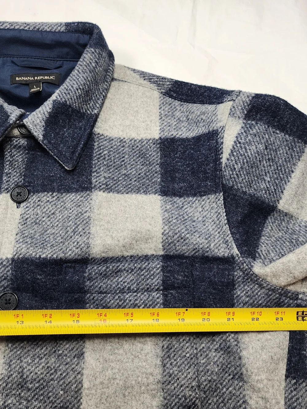 Banana Republic Men's Heritage Buffalo Plaid Bonded Shirt-jacket Gray/Blue LG